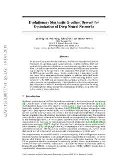 Evolutionary Stochastic Gradient Descent for Optimization of Deep Neural
  Networks