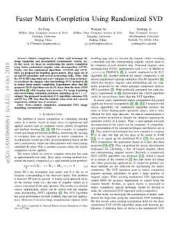 Faster Matrix Completion Using Randomized SVD