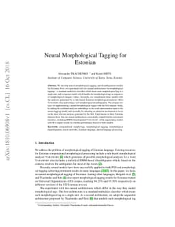 Neural Morphological Tagging for Estonian