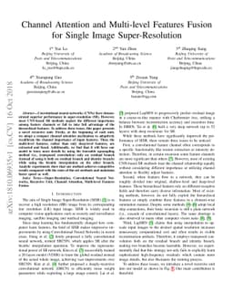 Channel Attention and Multi-level Features Fusion for Single Image
  Super-Resolution