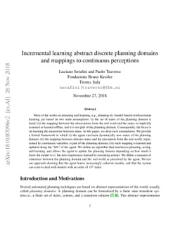 Incremental learning abstract discrete planning domains and mappings to
  continuous perceptions