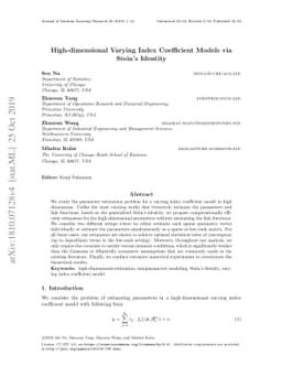 High-dimensional Varying Index Coefficient Models via Stein's Identity