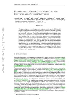 Hierarchical Generative Modeling for Controllable Speech Synthesis