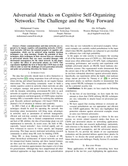 Adversarial Attacks on Cognitive Self-Organizing Networks: The Challenge
  and the Way Forward