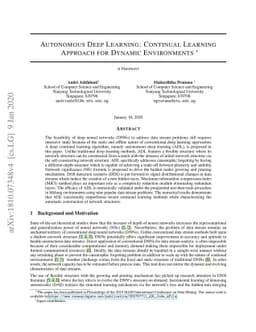 Autonomous Deep Learning: Continual Learning Approach for Dynamic
  Environments