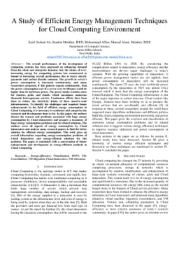 A Study of Efficient Energy Management Techniques for Cloud Computing
  Environment