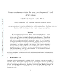 On mean decomposition for summarizing conditional distributions