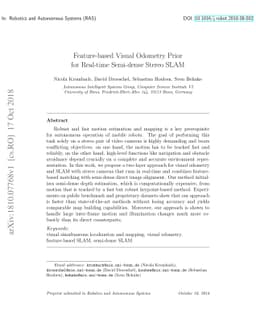 Feature-based visual odometry prior for real-time semi-dense stereo SLAM