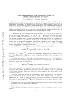 Concentration of the Frobenius norm of generalized matrix inverses