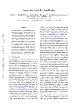Unsupervised Neural Text Simplification