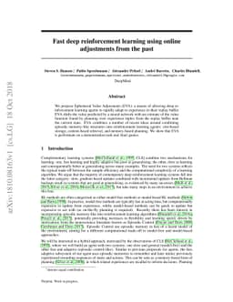 Fast deep reinforcement learning using online adjustments from the past