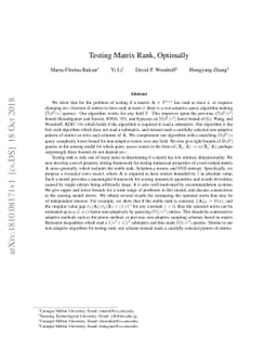 Testing Matrix Rank, Optimally