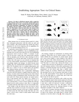 Establishing Appropriate Trust via Critical States