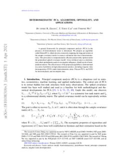 Heteroskedastic PCA: Algorithm, Optimality, and Applications