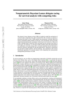 Nonparametric Bayesian Lomax delegate racing for survival analysis with
  competing risks