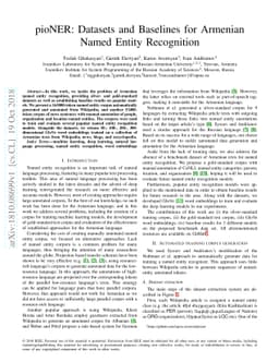 pioNER: Datasets and Baselines for Armenian Named Entity Recognition
