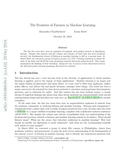The Frontiers of Fairness in Machine Learning