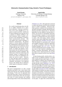 Abstractive Summarization Using Attentive Neural Techniques