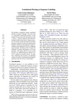 Constituent Parsing as Sequence Labeling