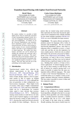Transition-based Parsing with Lighter Feed-Forward Networks