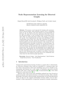Node Representation Learning for Directed Graphs