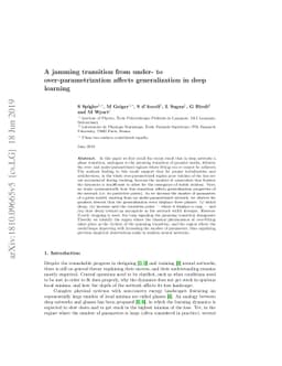 A jamming transition from under- to over-parametrization affects loss
  landscape and generalization