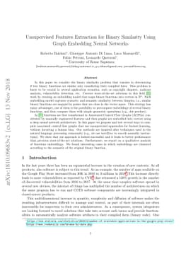 Unsupervised Features Extraction for Binary Similarity Using Graph
  Embedding Neural Networks