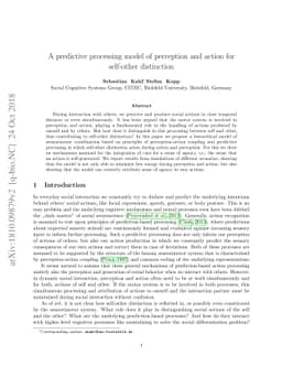 A predictive processing model of perception and action for self-other
  distinction