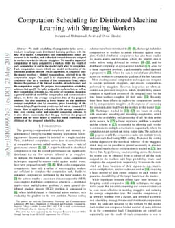 Computation Scheduling for Distributed Machine Learning with Straggling
  Workers