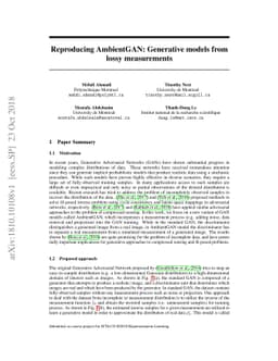 Reproducing AmbientGAN: Generative models from lossy measurements