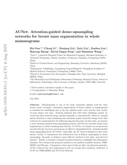 AUNet: Attention-guided dense-upsampling networks for breast mass
  segmentation in whole mammograms