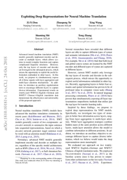 Exploiting Deep Representations for Neural Machine Translation