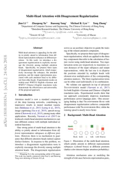 Multi-Head Attention with Disagreement Regularization