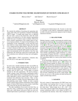 Coarse-to-fine volumetric segmentation of teeth in Cone-Beam CT