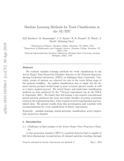 Machine Learning Methods for Track Classification in the AT-TPC