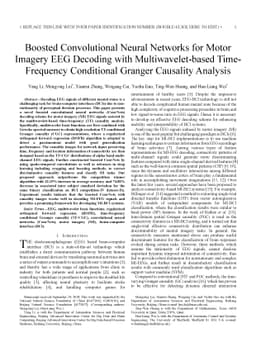 Boosted Convolutional Neural Networks for Motor Imagery EEG Decoding
  with Multiwavelet-based Time-Frequency Conditional Granger Causality Analysis