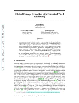 Clinical Concept Extraction with Contextual Word Embedding