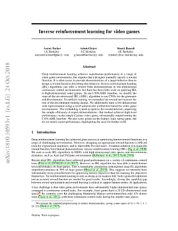 Inverse reinforcement learning for video games