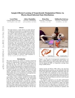 Sample-Efficient Learning of Nonprehensile Manipulation Policies via
  Physics-Based Informed State Distributions