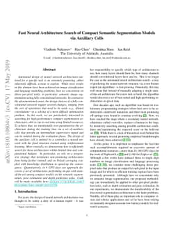 Fast Neural Architecture Search of Compact Semantic Segmentation Models
  via Auxiliary Cells