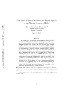 Fast Exact Bayesian Inference for Sparse Signals in the Normal Sequence
  Model