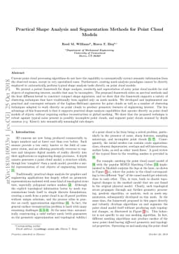 Practical Shape Analysis and Segmentation Methods for Point Cloud Models
