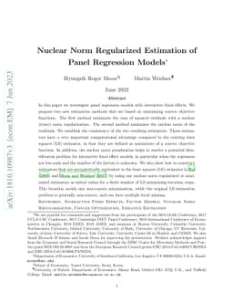 Nuclear Norm Regularized Estimation of Panel Regression Models
