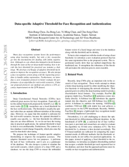 Data-specific Adaptive Threshold for Face Recognition and Authentication