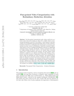 Fine-grained Video Categorization with Redundancy Reduction Attention