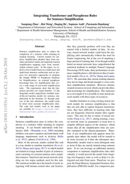 Integrating Transformer and Paraphrase Rules for Sentence Simplification
