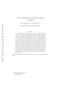 A fast algorithm for computing distance correlation