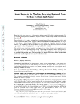 Some Requests for Machine Learning Research from the East African Tech
  Scene