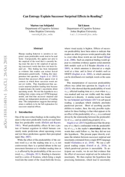 Can Entropy Explain Successor Surprisal Effects in Reading?