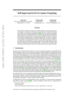 Self-Supervised GAN to Counter Forgetting